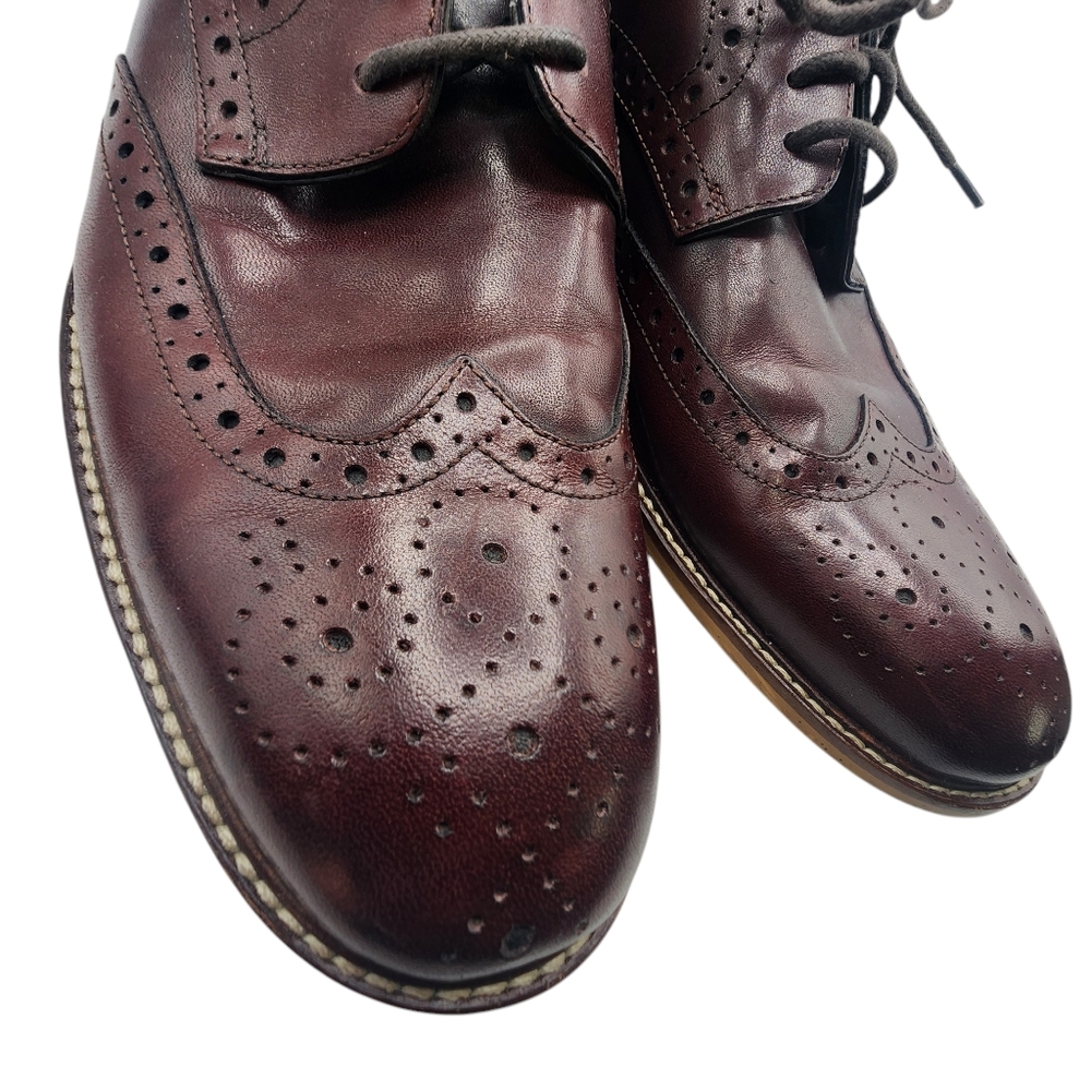 Joseph Abboud Mens‎ Burgandy Wingtip Casual Dress Shoes Size 9 - Picture 4 of 12